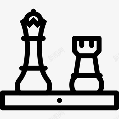 国际象棋运动装备3直线型图标图标