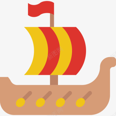 北欧海盗船中世纪3扁平图标图标