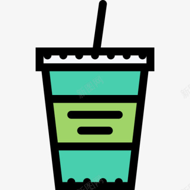 苏打水咖啡店16彩色图标图标