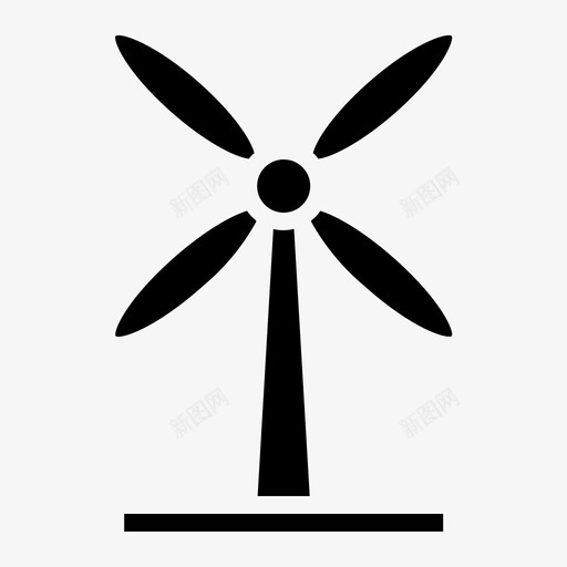 风力涡轮机生态电力图标svg_新图网 https://ixintu.com 生态 电力 能源固体 风力涡轮机
