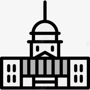 国会大厦选举2直线颜色图标图标