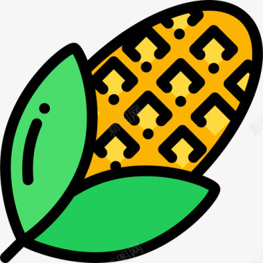 玉米野餐线性颜色图标图标