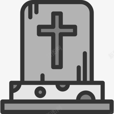 墓碑万圣节20线性颜色图标图标