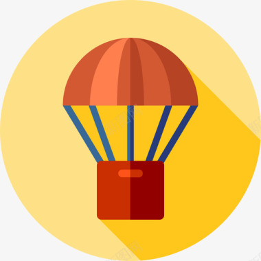 降落伞运输和运送扁平图标图标