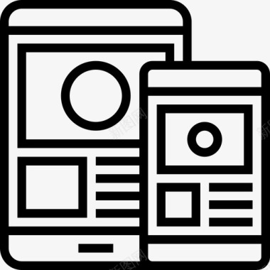 智能手机网页3线性图标图标