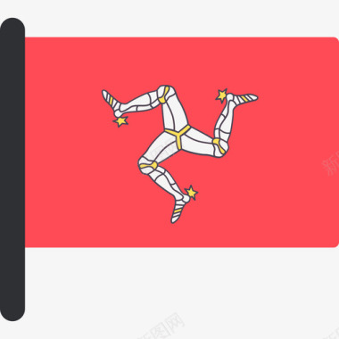 马恩岛国际国旗5桅杆图标图标