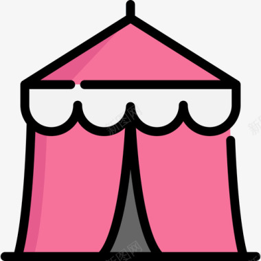 帐篷马戏团14线性颜色图标图标