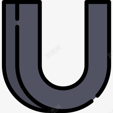 字母U电子和网络元素集合2线性颜色图标图标