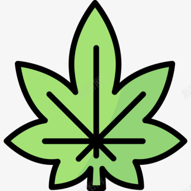 大麻天然8线性颜色图标图标
