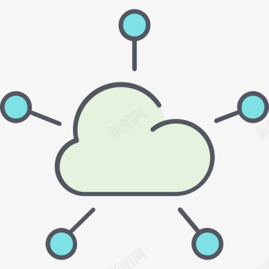 计算云网络6彩色图标图标