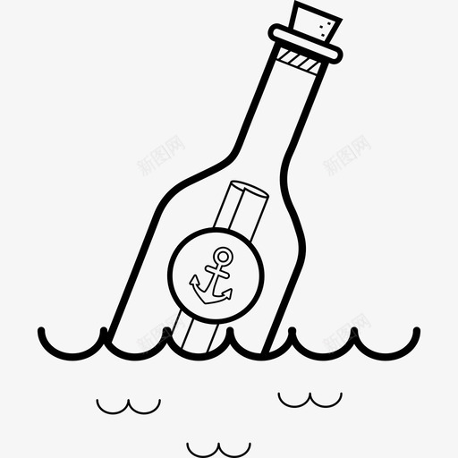瓶子里的信息大海手工绘制的图标svg_新图网 https://ixintu.com 大海 手工绘制的 瓶子里的信息