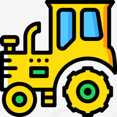 拖拉机农用3黄色图标图标