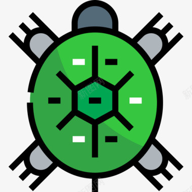 海龟宠物店线性颜色图标图标