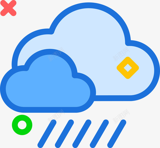 雨33号天气线性颜色图标svg_新图网 https://ixintu.com 33号天气 线性颜色 雨