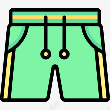 短裤衣服23线性颜色图标图标