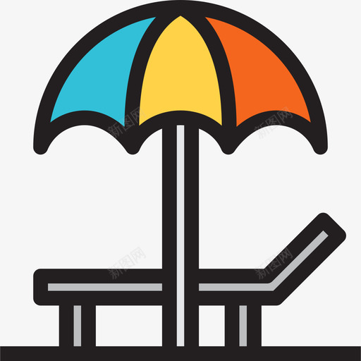 太阳伞夏季2线性颜色图标svg_新图网 https://ixintu.com 夏季2 太阳伞 线性颜色
