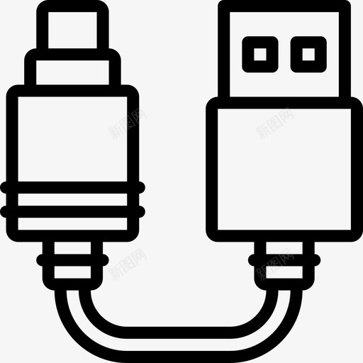 Usb连接器电缆2线性图标svg_新图网 https://ixintu.com Usb 线性 连接器电缆2