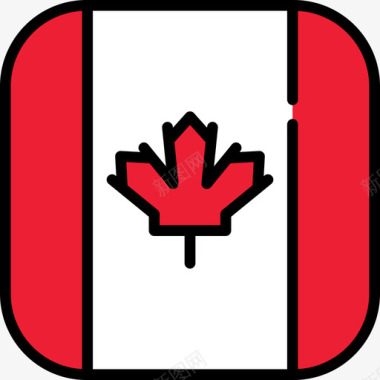 加拿大旗帜系列6圆形方形图标图标