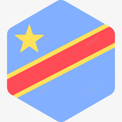 刚果民主共和国国际旗帜2六边形图标svg_新图网 https://ixintu.com 六边形 刚果民主共和国 国际旗帜2