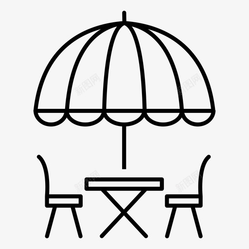 街头食品零售遮阳篷椅子图标svg_新图网 https://ixintu.com 桌子 椅子 移动咖啡厅 街头食品零售 遮阳篷 餐厅