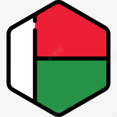 马达加斯加旗帜系列5六边形图标图标