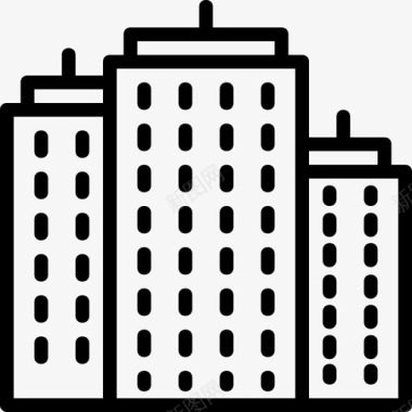 摩天大楼房地产13直线型图标图标