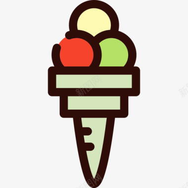 冰淇淋马戏团10线性颜色图标图标