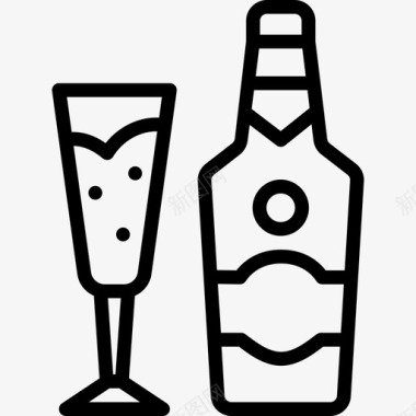 香槟餐厅元素5线性图标图标