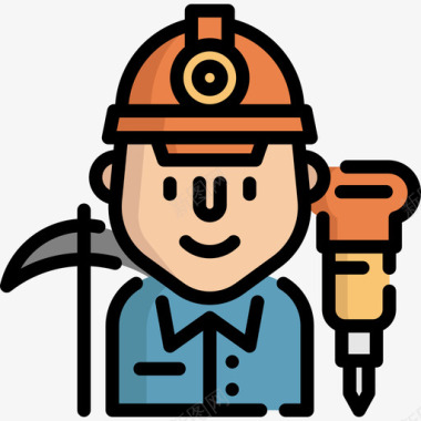 矿工职业和工作3线性颜色图标图标