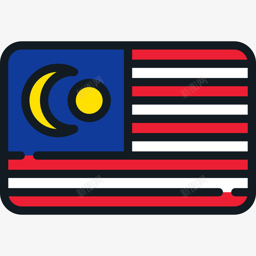 马拉西亚旗帜系列4圆形矩形图标svg_新图网 https://ixintu.com 圆形矩形 旗帜系列4 马拉西亚