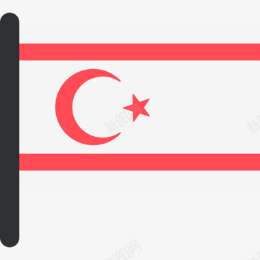 北塞浦路斯国际国旗5桅杆图标图标