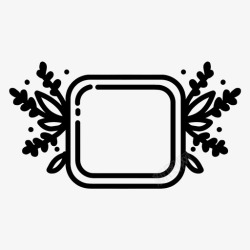 手绘工艺方形徽章徽章涂鸦树叶图标高清图片