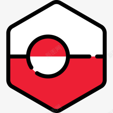格陵兰旗帜收藏5六边形图标图标