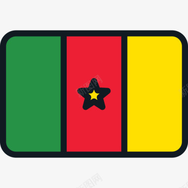 喀麦隆旗帜系列4圆角矩形图标图标