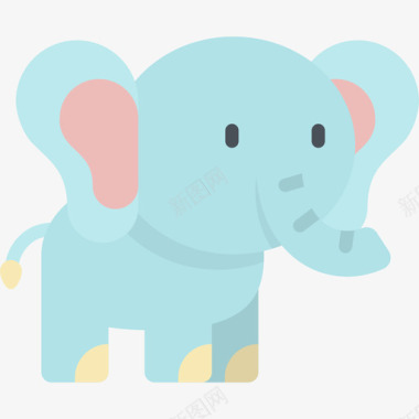 大象卡瓦伊动物2扁平图标图标