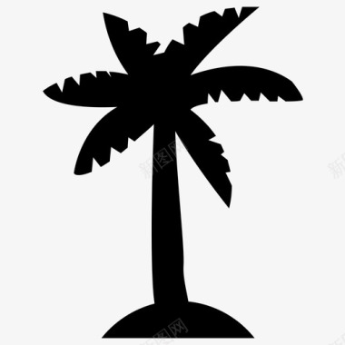 棕榈树椰子树椰子树实心图标图标