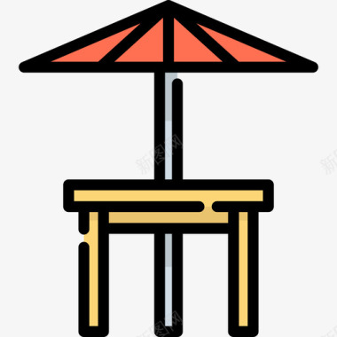 太阳伞复古家具4线性颜色图标图标