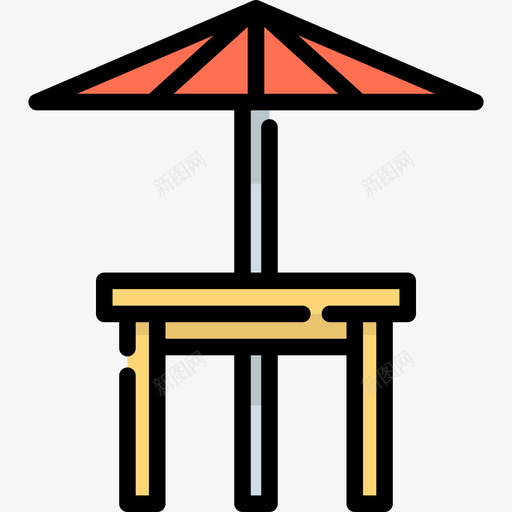 太阳伞复古家具4线性颜色图标svg_新图网 https://ixintu.com 复古家具4 太阳伞 线性颜色