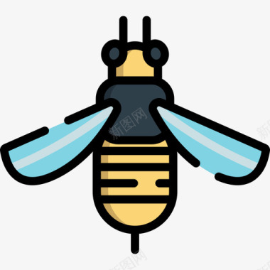 蜜蜂动物29线形颜色图标图标