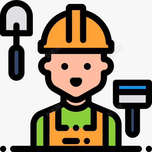建筑工人职业和工作6线性颜色图标svg_新图网 https://ixintu.com 建筑工人 线性颜色 职业和工作6