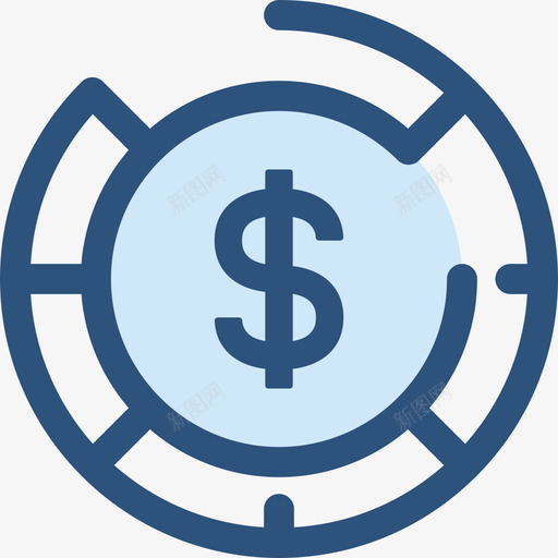美元货币元素2蓝色图标svg_新图网 https://ixintu.com 美元 蓝色 货币元素2