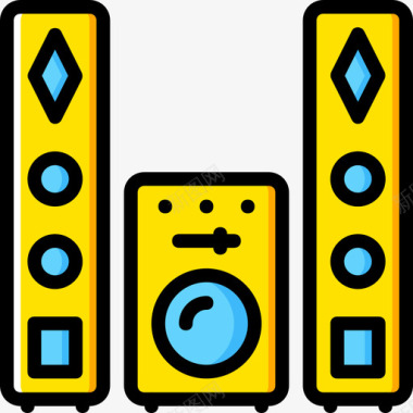 音响系统音乐9黄色图标图标