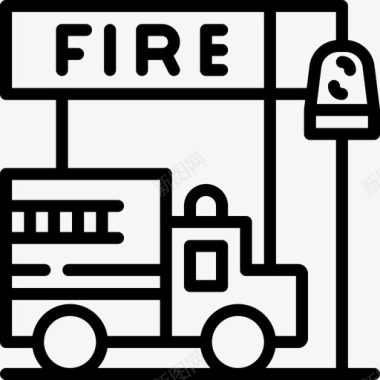 消防站消防6线性图标图标