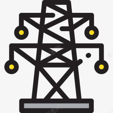 电塔能量9线性颜色图标图标