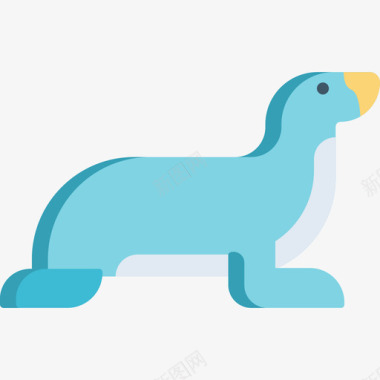 海狮动物27扁平图标图标