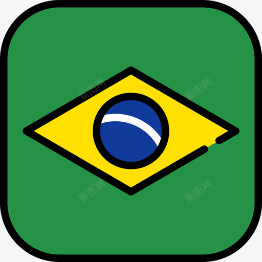 巴西旗帜系列6圆形方形图标svg_新图网 https://ixintu.com 圆形方形 巴西 旗帜系列6