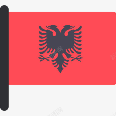 阿尔巴尼亚国际国旗5桅杆图标图标