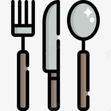 餐具食品和餐厅9线性颜色图标图标