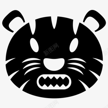 动物脸可爱的老虎老虎表情图标图标