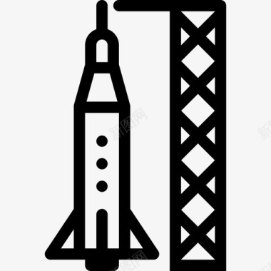火箭发射空间和科学直线图标图标